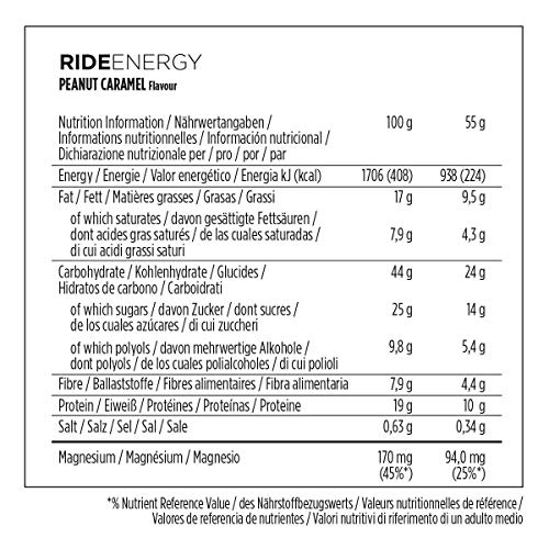 PowerBar Ride Energy Peanut Caramel 18x55g - Barra de Proteínas de Carbohidratos + Magnesio PowerBar Ride Energy Peanut Caramel 18x55g - Barra de Proteínas de Carbohidratos + Magnesio
