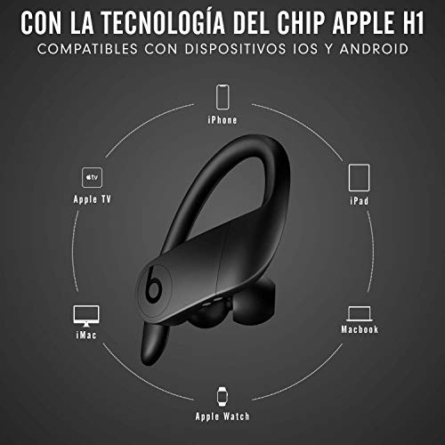 Powerbeats Pro - Auriculares intraurales inalámbricos - Chip Apple H1, Bluetooth de Clase 1, 9 horas de sonido ininterrumpido, resistentes al sudor - NEGRO