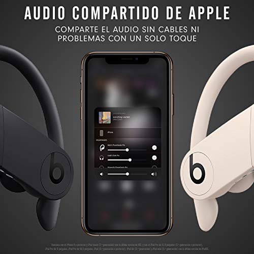 Powerbeats Pro - Auriculares intraurales inalámbricos - Chip Apple H1, Bluetooth de Clase 1, 9 horas de sonido ininterrumpido, resistentes al sudor - NEGRO