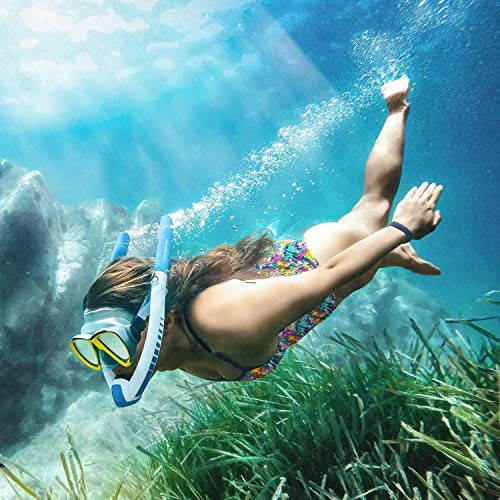 POWERBREATHER AMEO BEACH Edition - l'innovazione snorkel - 100% aria fresca, nessuna respirazione a pendolo grazie alla tecnologia a valvole brevettata (set snorkel con occhiali subacquei Cressi)