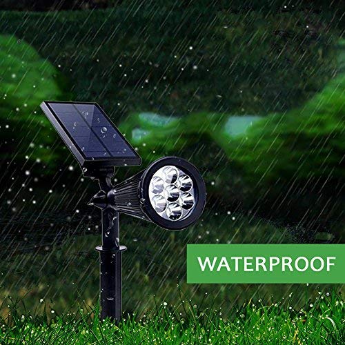 PowerKing Foco Solar LED Lámpara Exterior IP65 Impermeable Luces 7 Colores Cambia con 2 Modos Bajo Voltaje Pared Iluminación de Seguridad Pilas para Terraza, Jardín, Césped, Patio, Caminos（2 Paquetes）