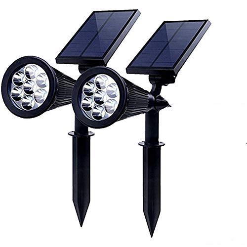 PowerKing Foco Solar LED Lámpara Exterior IP65 Impermeable Luces 7 Colores Cambia con 2 Modos Bajo Voltaje Pared Iluminación de Seguridad Pilas para Terraza, Jardín, Césped, Patio, Caminos（2 Paquetes）