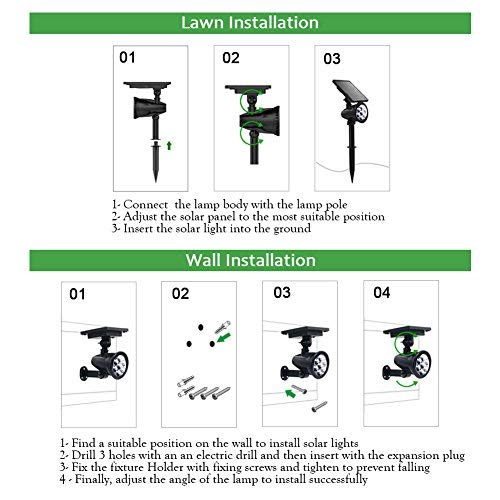 PowerKing Foco Solar LED Lámpara Exterior IP65 Impermeable Luces 7 Colores Cambia con 2 Modos Bajo Voltaje Pared Iluminación de Seguridad Pilas para Terraza, Jardín, Césped, Patio, Caminos（2 Paquetes）