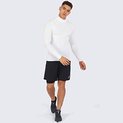 PowerLayer Hombre Camiseta Interior Da Manga Larga Térmica Baselayer - Cuello Alto - Blanco, L PowerLayer Hombre Camiseta Interior Da Manga Larga Térmica Baselayer - Cuello Alto - Blanco, L
