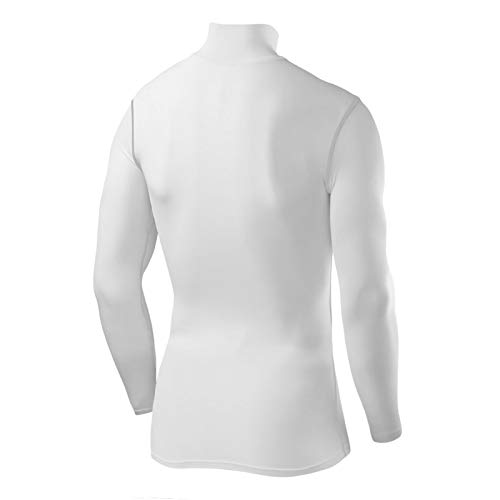 PowerLayer Hombre Camiseta Interior Da Manga Larga Térmica Baselayer - Cuello Alto - Blanco, L