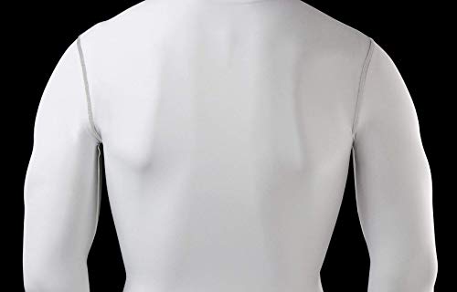 PowerLayer Hombre Camiseta Interior Da Manga Larga Térmica Baselayer - Cuello Alto - Blanco, L