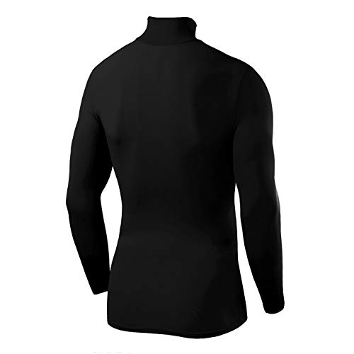 PowerLayer Niños Camiseta Interior Da Manga Larga Térmica Baselayer - Cuello Alto - Negro, XL Niños (12-14 Años)