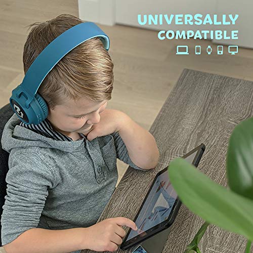 PowerLocus Auriculares Bluetooth de Diadema para niños, Cascos Bluetooth Inalámbricos, Auditiva Límite de 85DB, Sonido Estéreo, con Micrófono, Micro SD, Plegable, Estuche Cascos para Movil, Tablet,PC