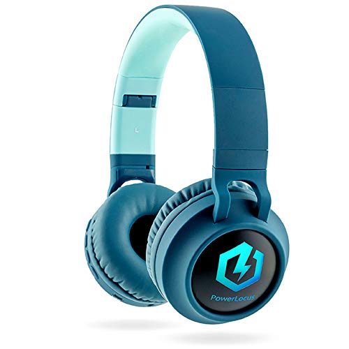 PowerLocus Auriculares Bluetooth de Diadema para niños, Cascos Bluetooth Inalámbricos, Auditiva Límite de 85DB, Sonido Estéreo, con Micrófono, Micro SD, Plegable, Estuche Cascos para Movil, Tablet,PC