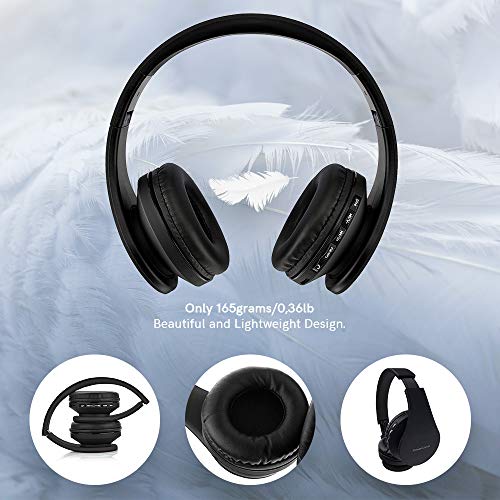 PowerLocus P1 – Auriculares Bluetooth inalambricos de Diadema Cascos Plegables, Casco Bluetooth con Sonido Estéreo con Conexión a Bluetooth Inalámbrico y Audio Cable para Movil, PC, Tablet - Negro