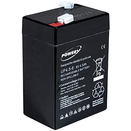Powery Batería de Gel para Sistemas solares Alumbrado de Emergencia Alarmas 6V 4,5Ah (Reemplaza también 4Ah 5Ah) Powery Batería de Gel para Sistemas solares Alumbrado de Emergencia Alarmas 6V 4,5Ah (Reemplaza también 4Ah 5Ah)