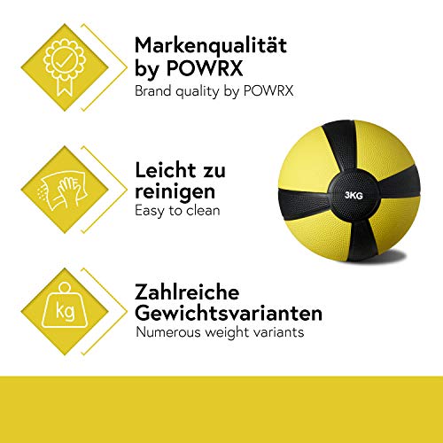 POWRX - Balón Medicinal 3 kg + PDF Workout (Amarillo) POWRX - Balón Medicinal 3 kg + PDF Workout (Amarillo)