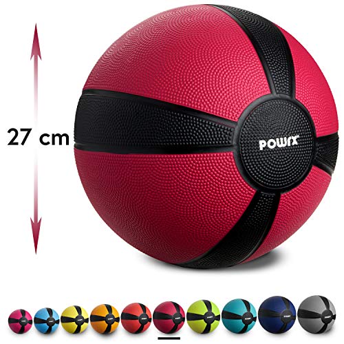 POWRX - Balón Medicinal 6 kg + PDF Workout (Violeta)