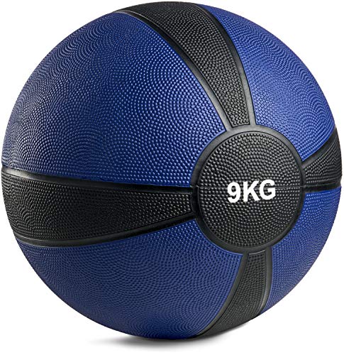 POWRX - Balón Medicinal 9 kg + PDF Workout (BLU Oscuro)