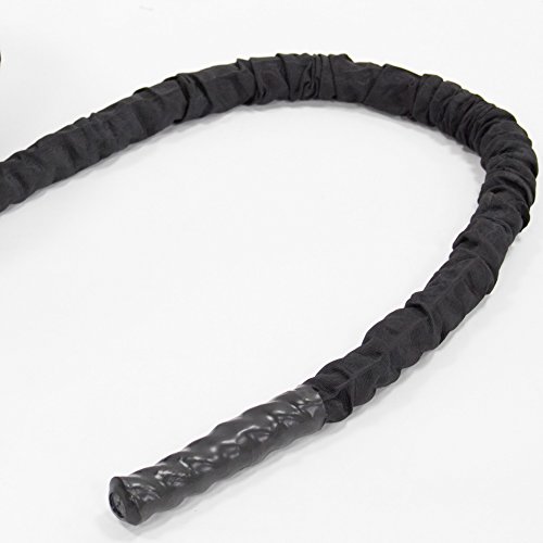 POWRX Battle Rope 12M x 38mm - Cuerda de Batalla Ideal para »Entrenamiento Funcional« - Agarre Antideslizante + PDF Workout (Revestimiento Negro)