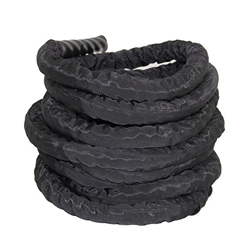 POWRX Battle Rope 9M x 38mm - Cuerda de Batalla Ideal para »Entrenamiento Funcional« - Agarre Antideslizante + PDF Workout (Revestimiento Negro) POWRX Battle Rope 9M x 38mm - Cuerda de Batalla Ideal para »Entrenamiento Funcional« - Agarre Antideslizante + PDF Workout (Revestimiento Negro)