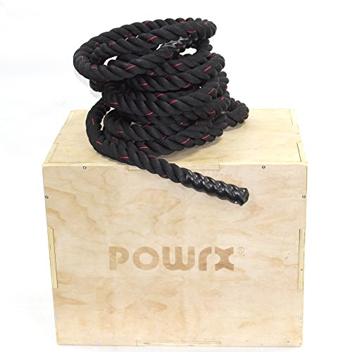 POWRX Battle Rope 9M x 50mm - Cuerda de Batalla Ideal para »Functional Fitness« - Agarre Antideslizante + PDF Workout (Negro) POWRX Battle Rope 9M x 50mm - Cuerda de Batalla Ideal para »Functional Fitness« - Agarre Antideslizante + PDF Workout (Negro)
