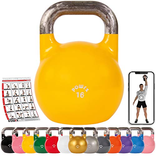 POWRX Kettlebell Pesa Rusa Competición 4-28 kg + PDF Workout (16 kg)