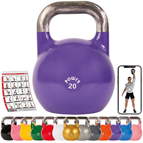 POWRX Kettlebell Pesa Rusa Competición 4-28 kg + PDF Workout (20 kg)