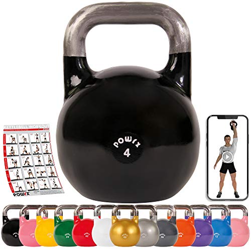 POWRX Kettlebell Pesa Rusa Competición 4-28 kg + PDF Workout (4 kg)