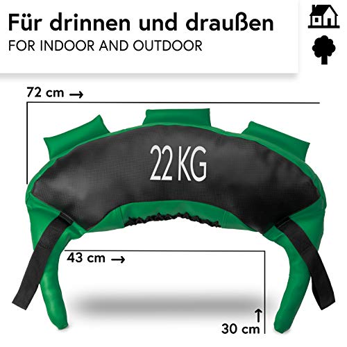 POWRX Saco Búlgaro 22 kg - Bulgarian Bag Ideal para Ejercicios de Entrenamiento Funcional y potenciamiento Muscular (Verde Oscuro)