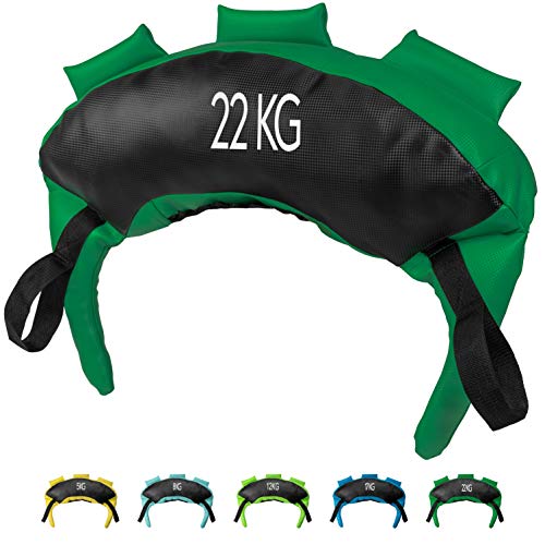 POWRX Saco Búlgaro 22 kg - Bulgarian Bag Ideal para Ejercicios de Entrenamiento Funcional y potenciamiento Muscular (Verde Oscuro)