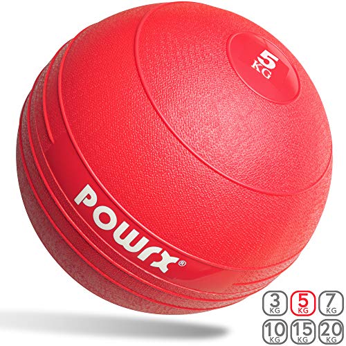 POWRX - Slam Ball Balón Medicinal 3-20 kg - Ideal para Ejercicios de Entrenamiento Funcional - (5 kg/Rojo)