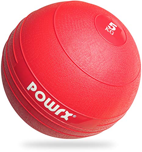 POWRX - Slam Ball Balón Medicinal 3-20 kg - Ideal para Ejercicios de Entrenamiento Funcional - (5 kg/Rojo)