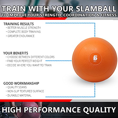 POWRX Slam Ball Balón Medicinal 5 kg - Ideal para Ejercicios de »Functional Fitness«, fortalecimiento y tonificación Muscular - Contenido de Arena y Efecto Anti-Rebote + PDF Workout (Naranja) POWRX Slam Ball Balón Medicinal 5 kg - Ideal para Ejercicios de »Functional Fitness«, fortalecimiento y tonificación Muscular - Contenido de Arena y Efecto Anti-Rebote + PDF Workout (Naranja)
