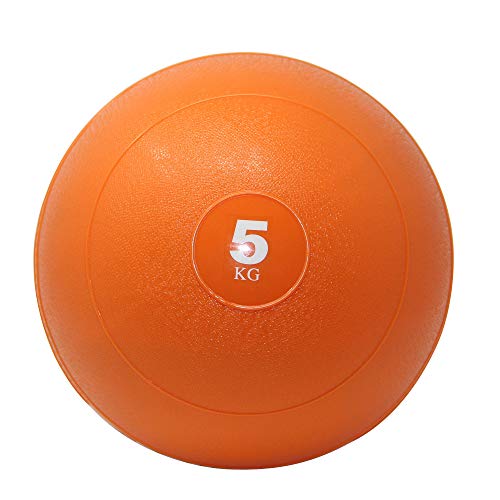 POWRX Slam Ball Balón Medicinal 5 kg - Ideal para Ejercicios de »Functional Fitness«, fortalecimiento y tonificación Muscular - Contenido de Arena y Efecto Anti-Rebote + PDF Workout (Naranja)