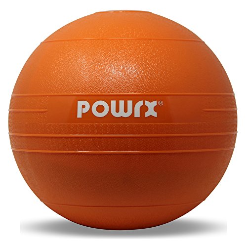 POWRX Slam Ball Balón Medicinal 5 kg - Ideal para Ejercicios de »Functional Fitness«, fortalecimiento y tonificación Muscular - Contenido de Arena y Efecto Anti-Rebote + PDF Workout (Naranja)