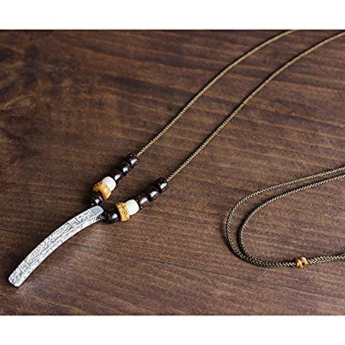 PPQKKYD Collar Budista Tibetano Hecho a Mano Cuerda de la Suerte Om Mani zumbido Colgante Collar Hombres y Mujeres joyería étnica única Espiritual g