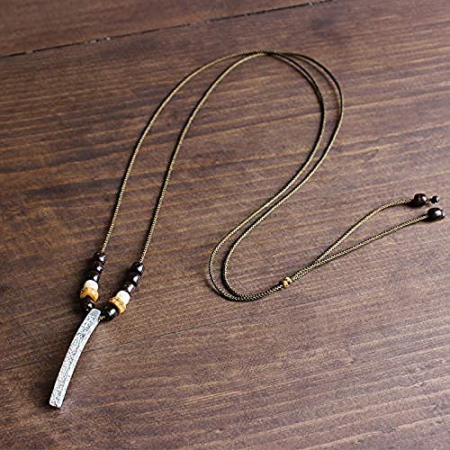 PPQKKYD Collar Budista Tibetano Hecho a Mano Cuerda de la Suerte Om Mani zumbido Colgante Collar Hombres y Mujeres joyería étnica única Espiritual g