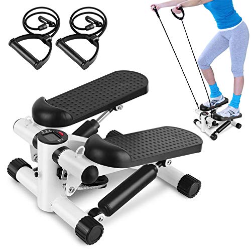 PQXOER Máquinas De Step Mini Fitness Twist Stepper Pantalla Electrónica Equipo De Ejercicio En Casa con Bandas De Resistencia Escaladora para Piernas