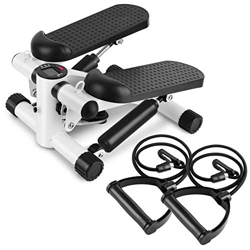 PQXOER Máquinas De Step Mini Fitness Twist Stepper Pantalla Electrónica Equipo De Ejercicio En Casa con Bandas De Resistencia Escaladora para Piernas