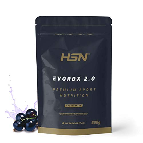 Pre Entreno Potente Evordx 2.0 de HSN | Pre Workout con Cafeína, Creatina Creapure + BCAAs + Beta-Alanina + Arginina | Óxido Nítrico | Sin Carbohidratos | Sabor Grosella Negra, 500g