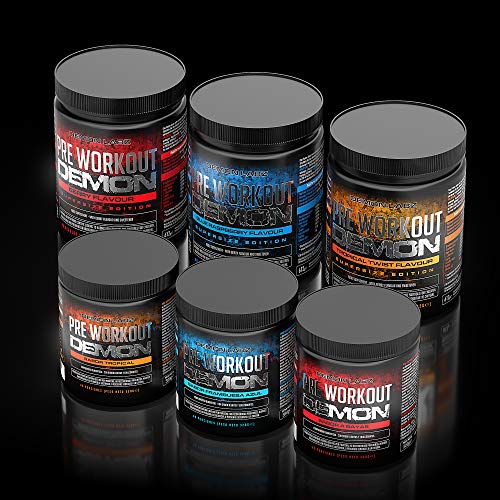 Pre Workout Demon (Sabor Frutas del Bosque) - Suplemento Potente pre-Entreno con Creatina, Cafeína, Beta-Alanina y Glutamina (Envase de 320 Gramos - 40 Porciones)