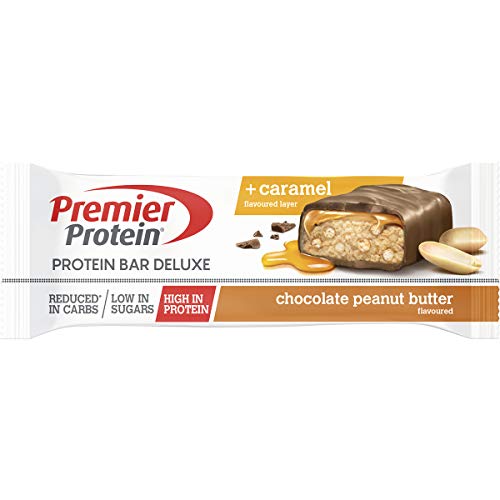 Premier Protein Bar Deluxe Chocolate Peanut Butter 18x50g - Alta Proteína Baja Azúcar + Carbohidratos reducidos