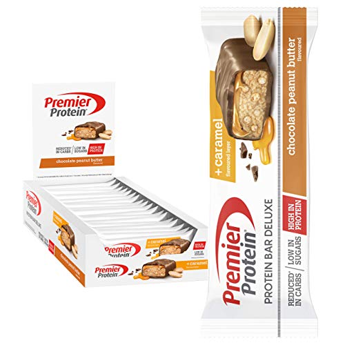 Premier Protein Bar Deluxe Chocolate Peanut Butter 18x50g - Alta Proteína Baja Azúcar + Carbohidratos reducidos