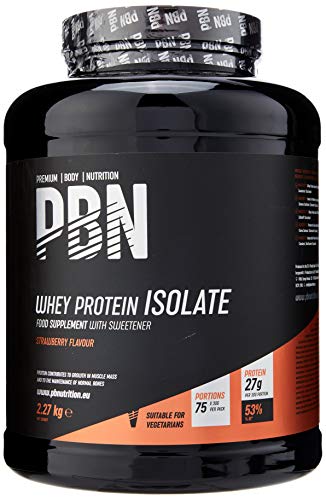 Premium Body Nutrition - Aislado de proteína de suero de leche en polvo (Whey-ISOLATE), 2,27 kg, sabor fresa (75 porciones)