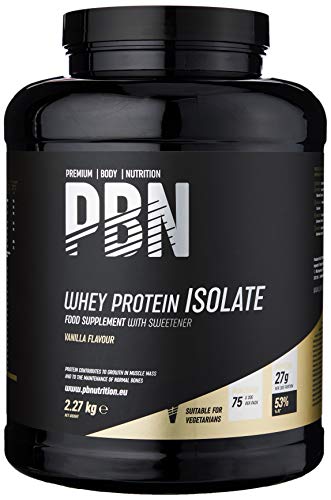 Premium Body Nutrition - Aislado de proteína de suero de leche en polvo (Whey-ISOLATE), 2,27 kg, sabor vainilla (75 porciones)