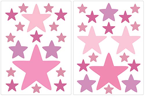 PREMYO 36 Estrellas Pegatinas Pared Infantil - Vinilos Decorativos Habitación Bebé Niña - Fácil de Poner Rosa Pastel