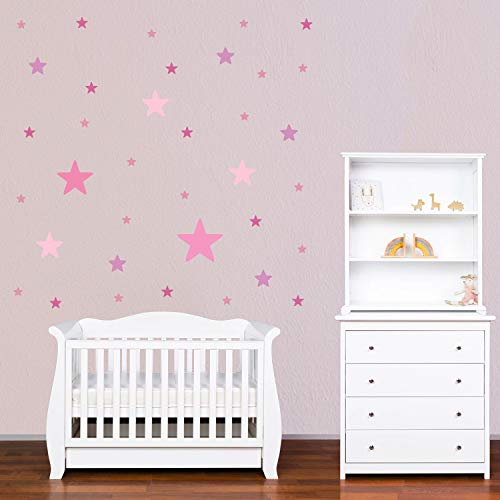 PREMYO 36 Estrellas Pegatinas Pared Infantil - Vinilos Decorativos Habitación Bebé Niña - Fácil de Poner Rosa Pastel