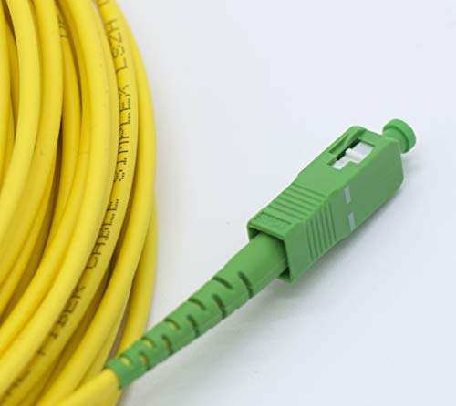 PRENDELUZ Cable Fibra ÓPTICA 10 Metros Universal - Color Amarillo SC/APC a SC/APC monomodo simplex 9/125, Compatible con Orange, Movistar, Vodafone, Jazztel.