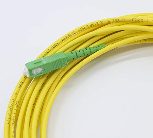 PRENDELUZ Cable Fibra ÓPTICA 10 Metros Universal - Color Amarillo SC/APC a SC/APC monomodo simplex 9/125, Compatible con Orange, Movistar, Vodafone, Jazztel.