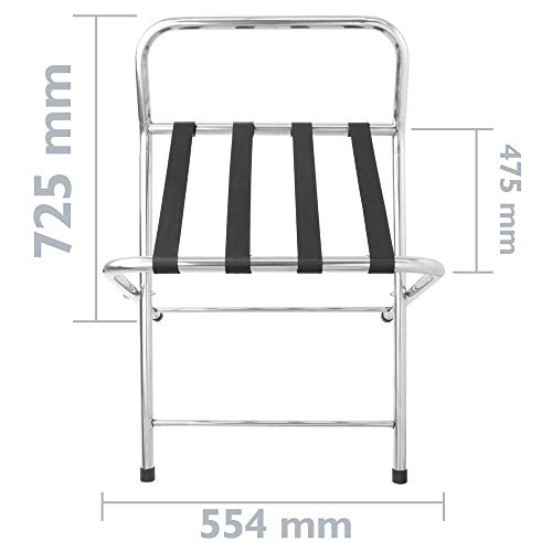 PrimeMatik - Soporte de Maletas Plegable con Respaldo para Hotel y apartamento en Metal Cromado