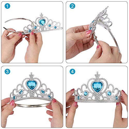 Princesa Disfraces con accesorios, URAQT Accesorios de Princesa disfraces, Princesa Vestir Accesorios include trenza / Tiara con Diamante / Magic Wand / Gloves /Necklace para NiƱaļ¼Azul, 6PCS Princesa Disfraces con accesorios, URAQT Accesorios de Princesa disfraces, Princesa Vestir Accesorios include trenza / Tiara con Diamante / Magic Wand / Gloves /Necklace para NiƱaļ¼Azul, 6PCS