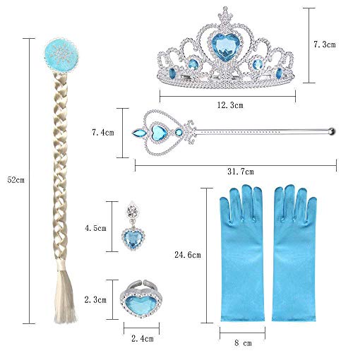 Princesa Disfraces con accesorios, URAQT Accesorios de Princesa disfraces, Princesa Vestir Accesorios include trenza / Tiara con Diamante / Magic Wand / Gloves /Necklace para NiƱaļ¼Azul, 6PCS Princesa Disfraces con accesorios, URAQT Accesorios de Princesa disfraces, Princesa Vestir Accesorios include trenza / Tiara con Diamante / Magic Wand / Gloves /Necklace para NiƱaļ¼Azul, 6PCS