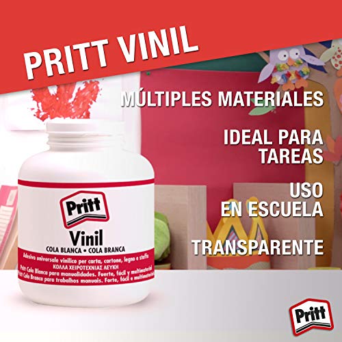 Pritt Cola Blanca, pegamento líquido blanco para casa o como material escolar, cola universal segura para los niños, cola vinílica blanca para múltiples materiales, 1 kg