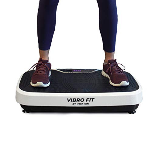 PRIXTON Vibro Fit - Plataforma Vibratoria/Maquina Fitness para Adelgazar, 99 Niveles, Intensidad y Velocidad Ajustable, Sesiones 20 Minutos, Pantalla táctil LCD, Bandas de Resistencia Incluidas